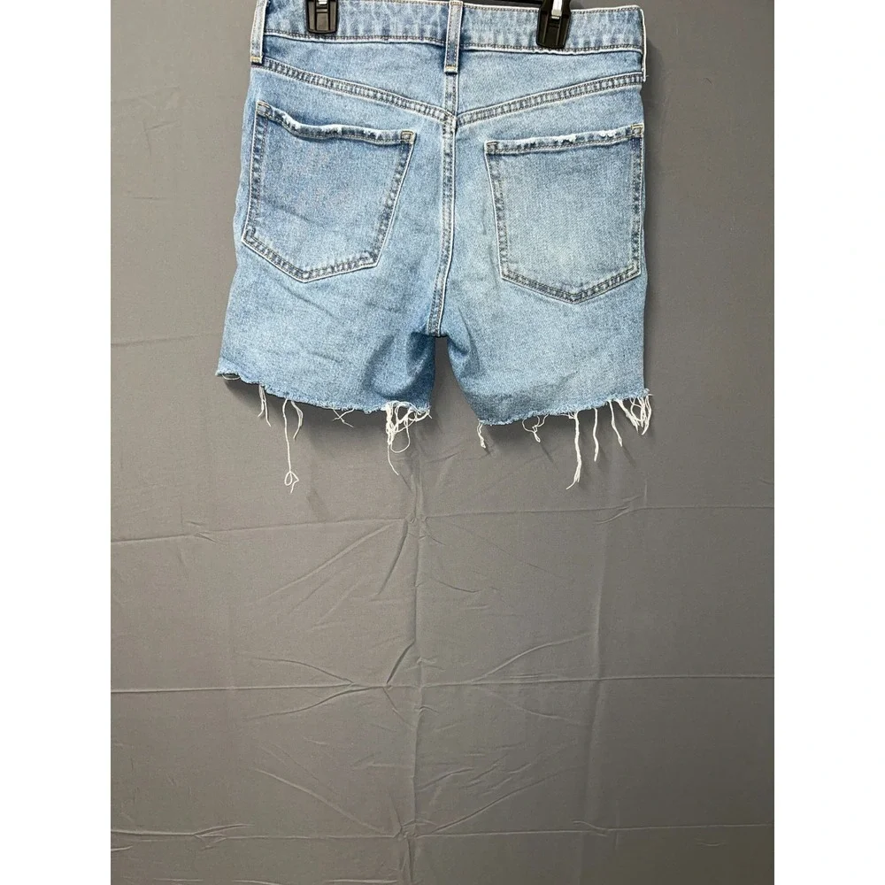 Old Navy OG Straight Cut Off Shorts Girls 2 Blue Denim Cotton Stretch Distressed